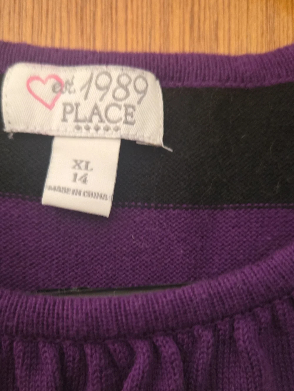 The Children's Place Purple, Gray & Black Striped Knit Top